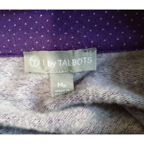 T By Talbots women size M pelite Purple Polka Dot Long Sleeve Top - Picture 2 of 8